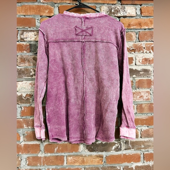 Zenana Washed Out Button-Up Long Sleeve Waffle Knit Tops Size Small - Picture 12 of 15